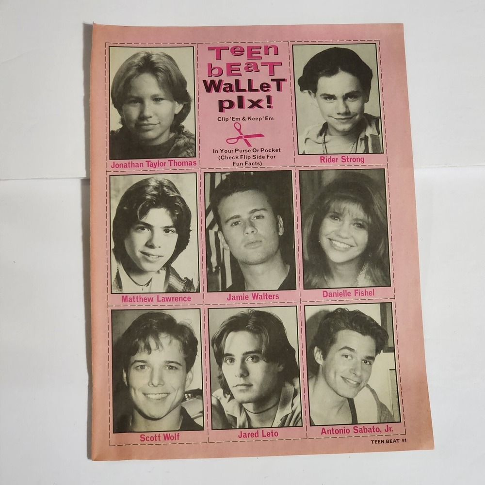 Vintage Teen Beat Wallet Pix JTT Rider Strong Danielle Fishel Scott Wolf B&W